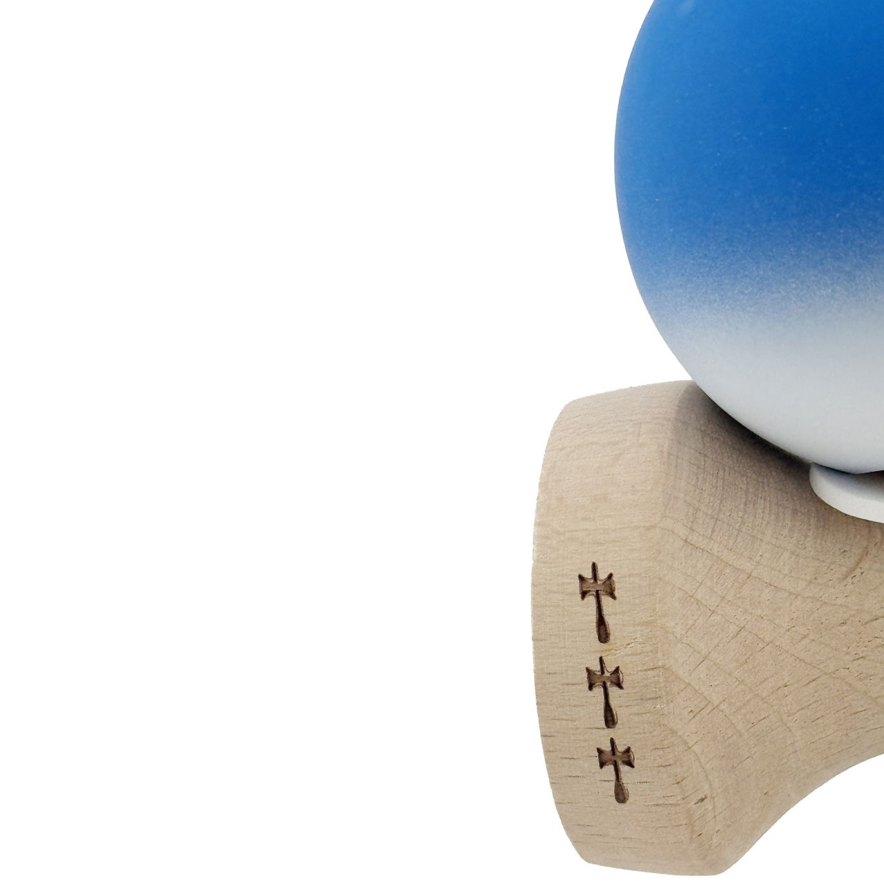 Kendama X Originala, Profesionala, Flippy, Rubber Grip, Cupe Mari KING SIZE V3, Gaura in Baza, Rulment Metalic, din lemn 18 cm, Ata 62/65 cm, Gradient Albastru/Alb [8]