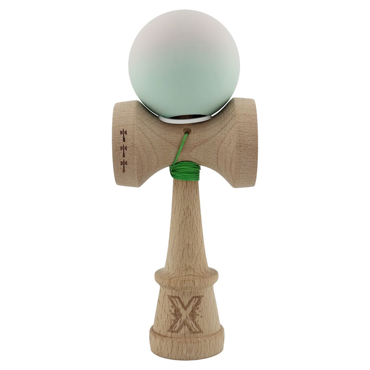 Kendama X Originala, Profesionala, Flippy, Rubber Grip, Cupe Mari KING SIZE V3, Gaura in Baza, Rulment Metalic, din lemn 18 cm, Ata 62/65 cm, Gradient Roz/Verde [2]