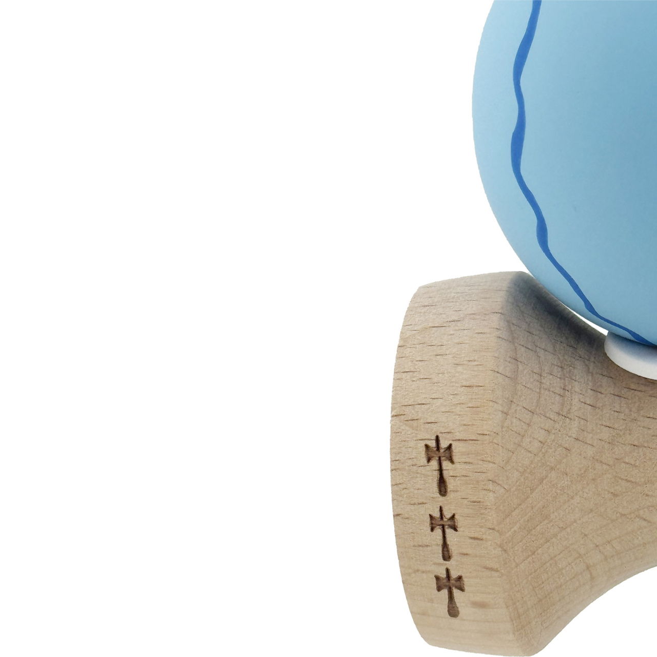 Kendama X Originala, Profesionala, Flippy, Rubber Grip, Cupe Mari KING SIZE V3, Gaura in Baza, Rulment Metalic, din lemn 18 cm, Ata 62/65 cm, Special Albastru deschis [7]