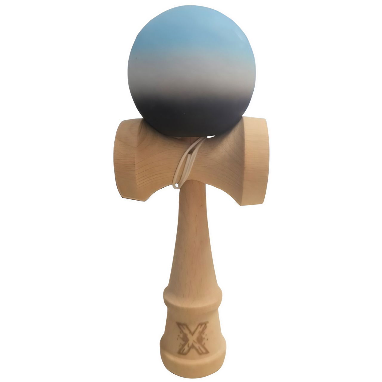 Kendama X Originala, Profesionala, Flippy, Rubber Grip, din Lemn, 18 cm, Albastru/Alb/Negru [1]