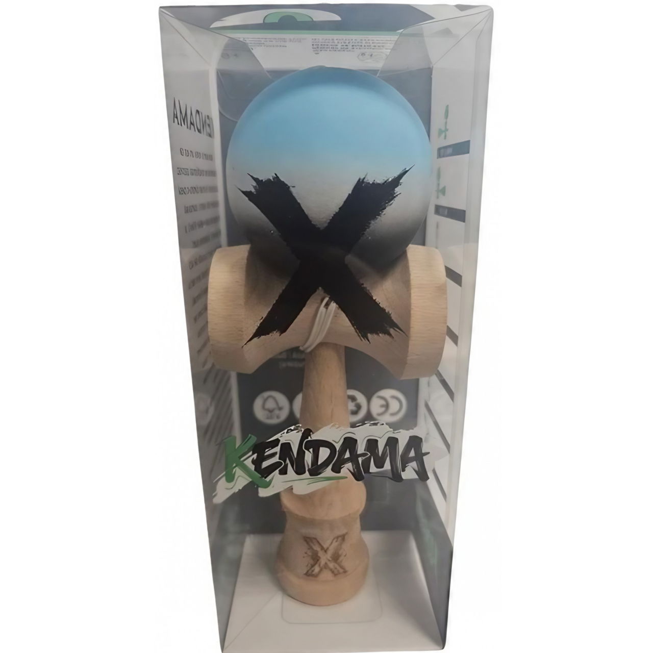 Kendama X Originala, Profesionala, Flippy, Rubber Grip, din Lemn, 18 cm, Albastru/Alb/Negru [4]