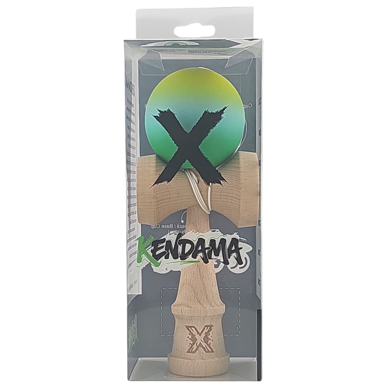 Kendama X Originala, Profesionala, Flippy, Rubber Grip, din Lemn, 18 cm, Galben/Albastru/Verde [4]