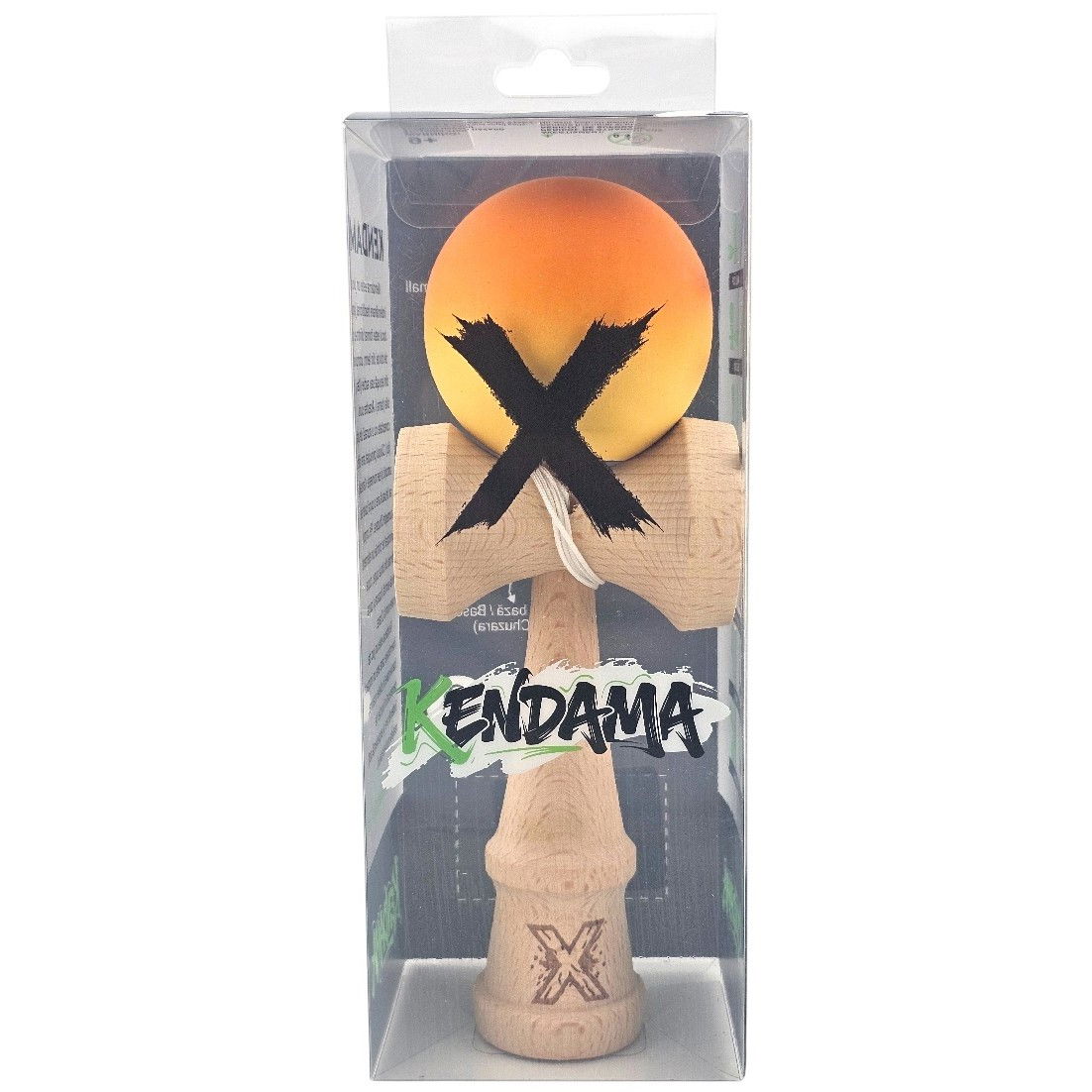 Kendama X Originala, Profesionala, Flippy, Rubber Grip, din Lemn, 18 cm, Portocaliu/Galben [2]