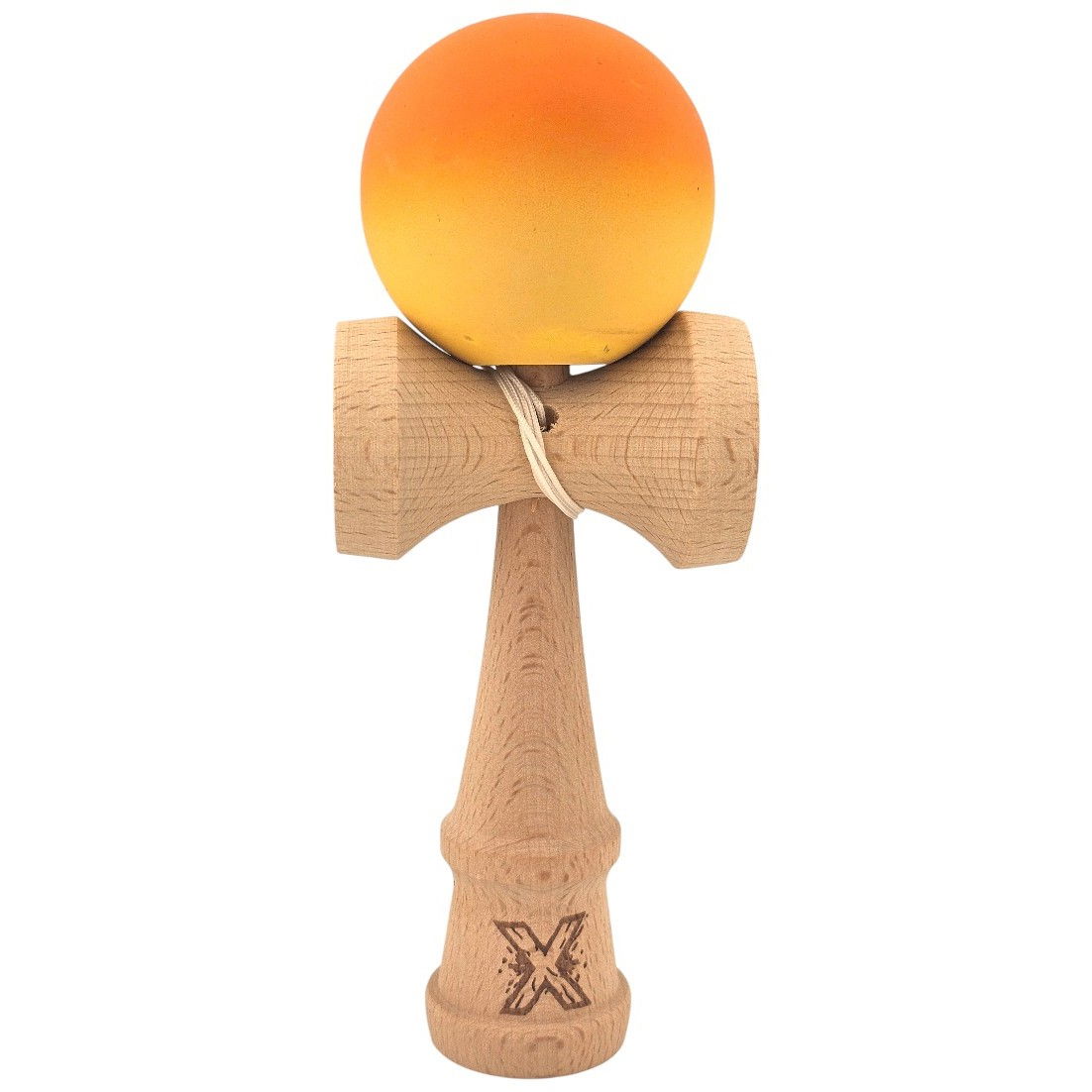 Kendama X Originala, Profesionala, Flippy, Rubber Grip, din Lemn, 18 cm, Portocaliu/Galben [1]