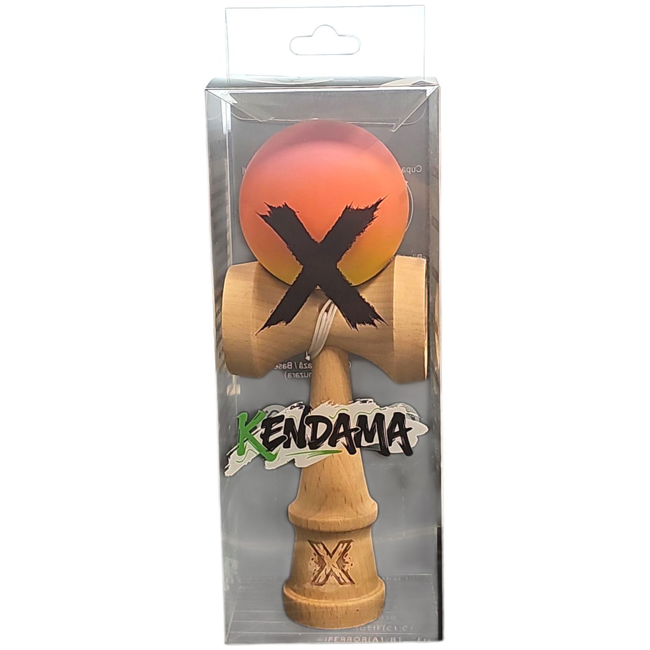 Kendama X Originala, Profesionala, Flippy, Rubber Grip, din Lemn, 18 cm, Roz/Portocaliu/Galben [4]