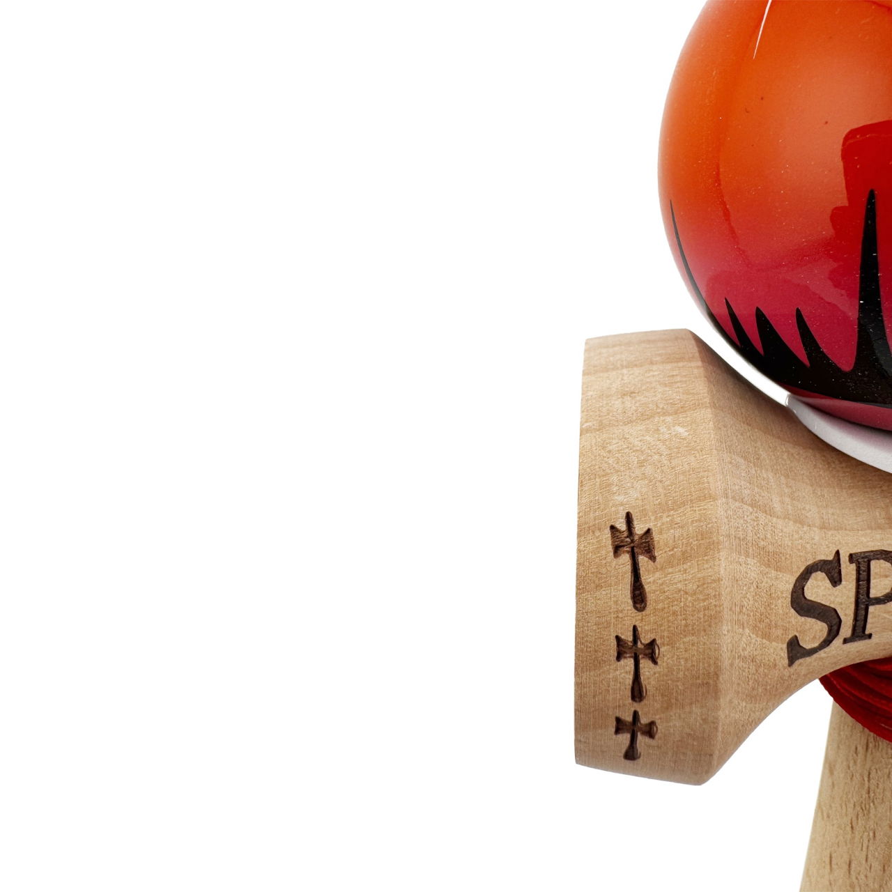 Kendama X Originala, Profesionala, Flippy, SPIDER KING, Super Sticky cu Cupe Mari KING SIZE V3, Gaura in Baza, Rulment Metalic, din lemn 18 cm, Ata 62/65 cm, Rosu/Maro [8]