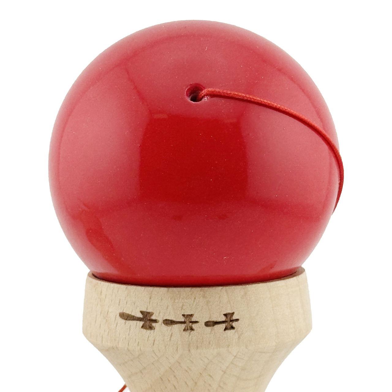 Kendama X Originala, Profesionala, Flippy, Super Sticky cu Cupe Mari KING SIZE V3, Gaura in Baza, Rulment Metalic, din lemn 18 cm, Ata 62/65 cm, Bicolor Rosu/Alb [10]