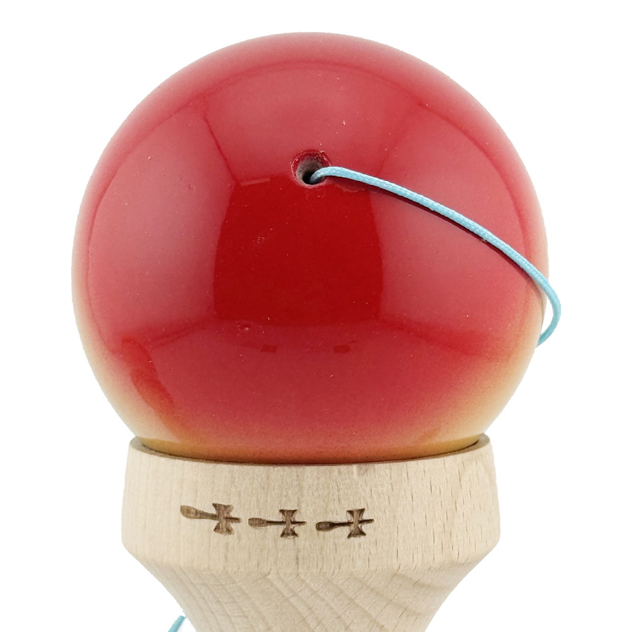 Kendama X Originala, Profesionala, Flippy, Super Sticky cu Cupe Mari KING SIZE V3, Gaura in Baza, Rulment Metalic, din lemn 18 cm, Ata 62/65 cm, Gradient Rosu/Galben/Albastru [10]