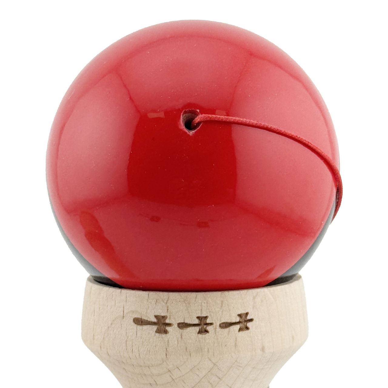 Kendama X Originala, Profesionala, Flippy, Super Sticky cu Cupe Mari KING SIZE V3, Gaura in Baza, Rulment Metalic, din lemn 18 cm, Ata 62/65 cm, Rosu/Negru/Galben  [10]