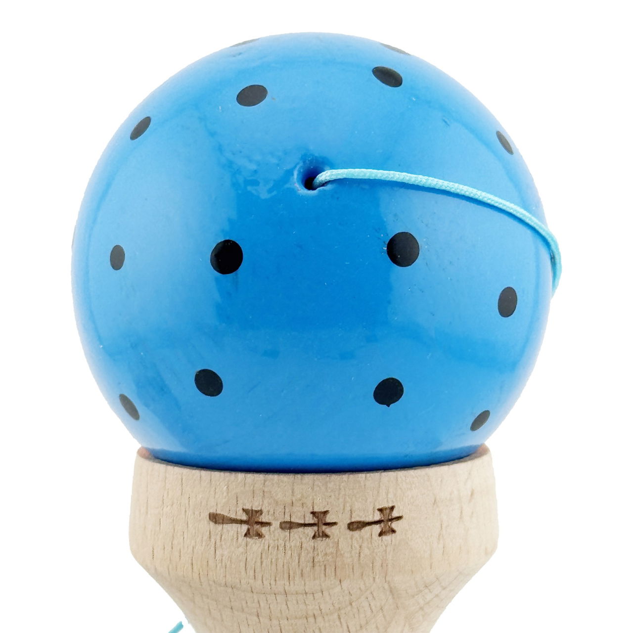 Kendama X Originala, Profesionala, Flippy, Super Sticky cu Cupe Mari KING SIZE V3, Gaura in Baza, Rulment Metalic, din lemn 18 cm, Ata 62/65 cm, Special Albastru/Portocaliu [9]