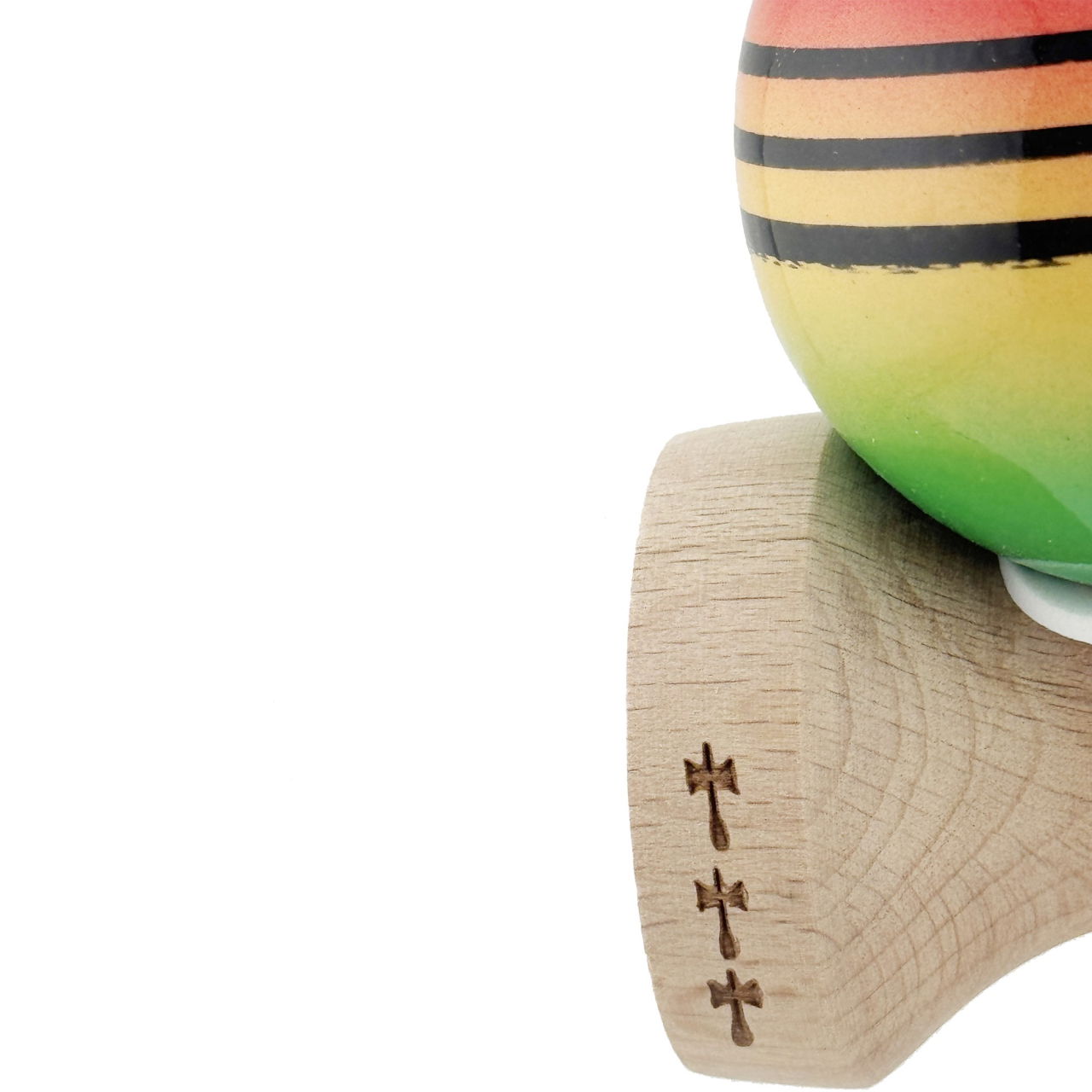 Kendama X Originala, Profesionala, Flippy, Super Sticky cu Cupe Mari KING SIZE V3, Gaura in Baza, Rulment Metalic, din lemn 18 cm, Ata 62/65 cm, Special Rosu/Verde [8]