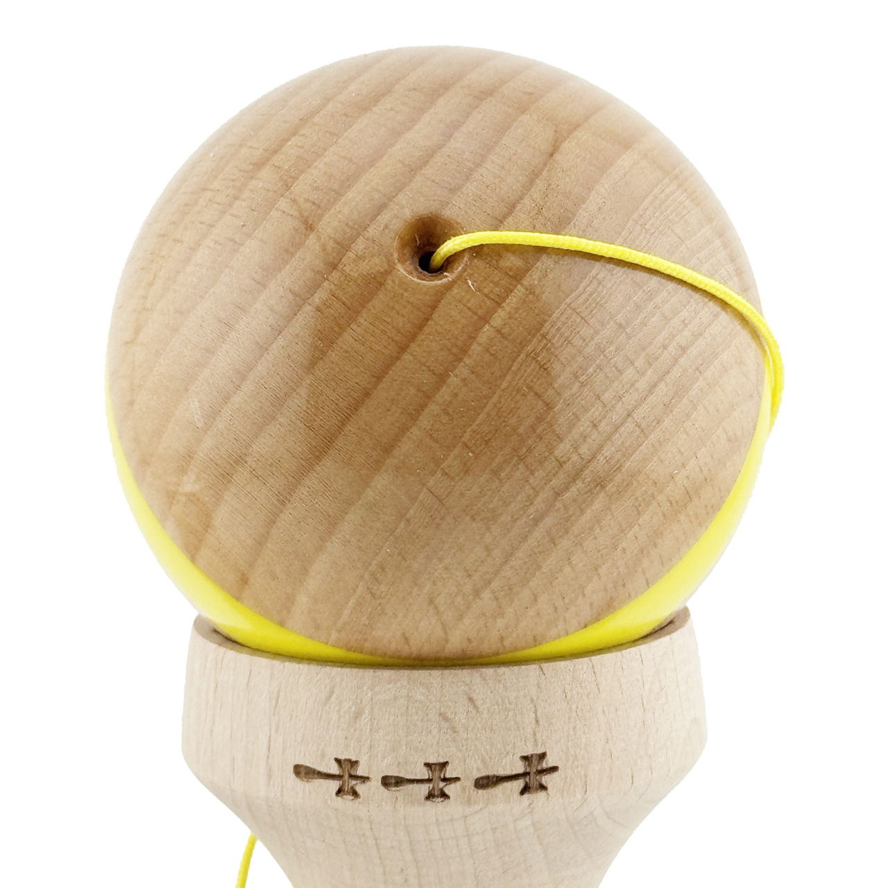 Kendama X Originala, Profesionala, Flippy, Super Sticky, Cupe Mari KING SIZE V3, Gaura in Baza, Rulment Metalic, din lemn 18 cm, Ata 62/65 cm, Original Galben [10]