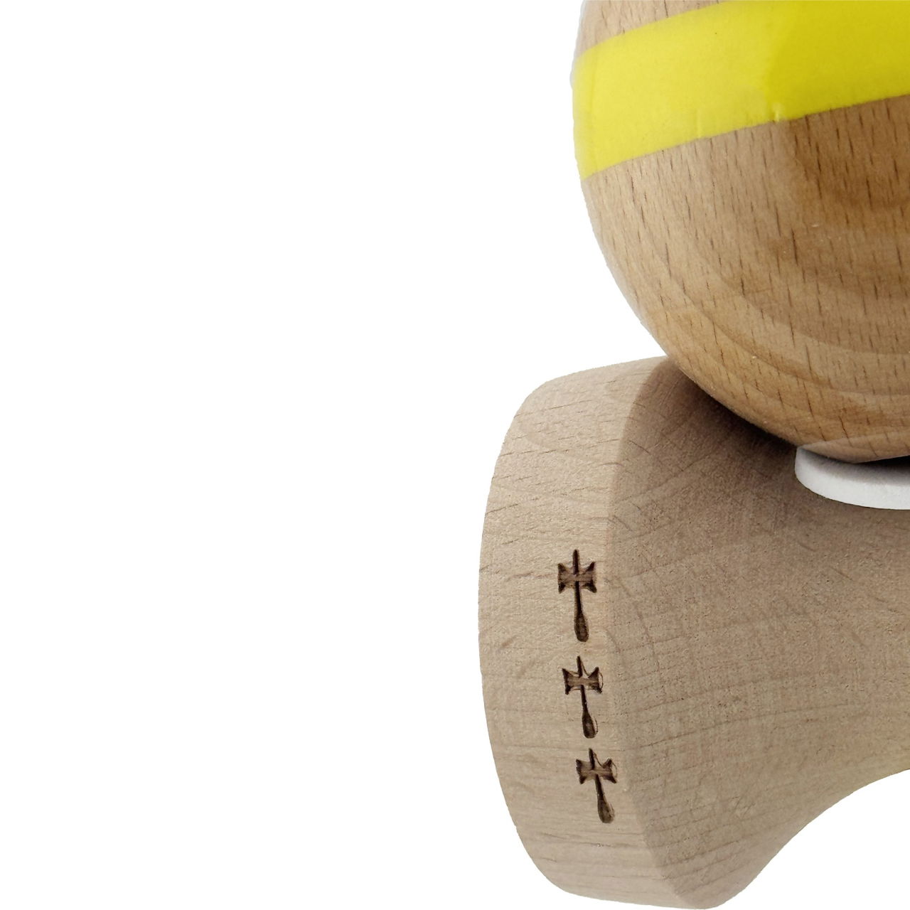 Kendama X Originala, Profesionala, Flippy, Super Sticky, Cupe Mari KING SIZE V3, Gaura in Baza, Rulment Metalic, din lemn 18 cm, Ata 62/65 cm, Original Galben [8]