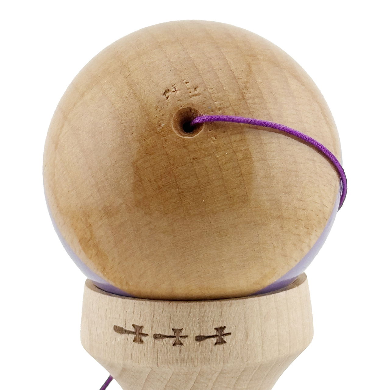 Kendama X Originala, Profesionala, Flippy, Super Sticky, Cupe Mari KING SIZE V3, Gaura in Baza, Rulment Metalic, din lemn 18 cm, Ata 62/65 cm, Original Mov [10]