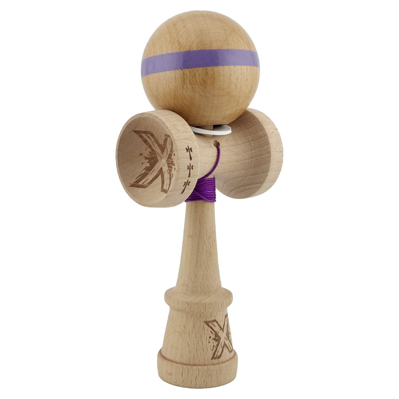 Kendama X Originala, Profesionala, Flippy, Super Sticky, Cupe Mari KING SIZE V3, Gaura in Baza, Rulment Metalic, din lemn 18 cm, Ata 62/65 cm, Original Mov [1]
