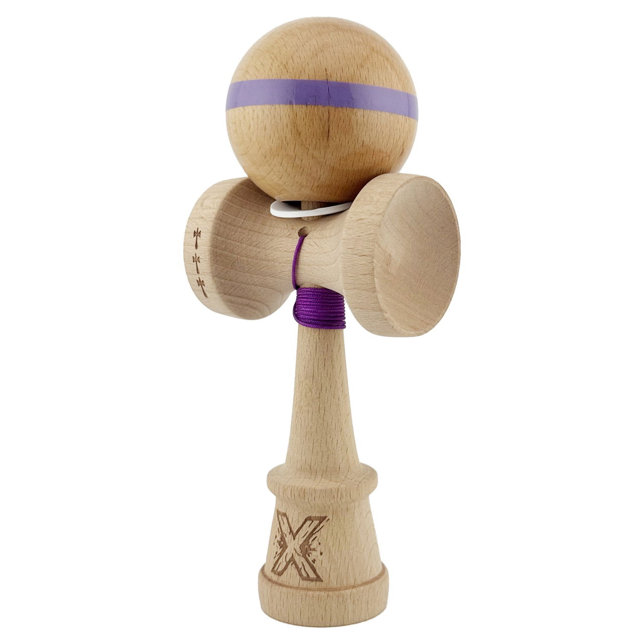 Kendama X Originala, Profesionala, Flippy, Super Sticky, Cupe Mari KING SIZE V3, Gaura in Baza, Rulment Metalic, din lemn 18 cm, Ata 62/65 cm, Original Mov [3]