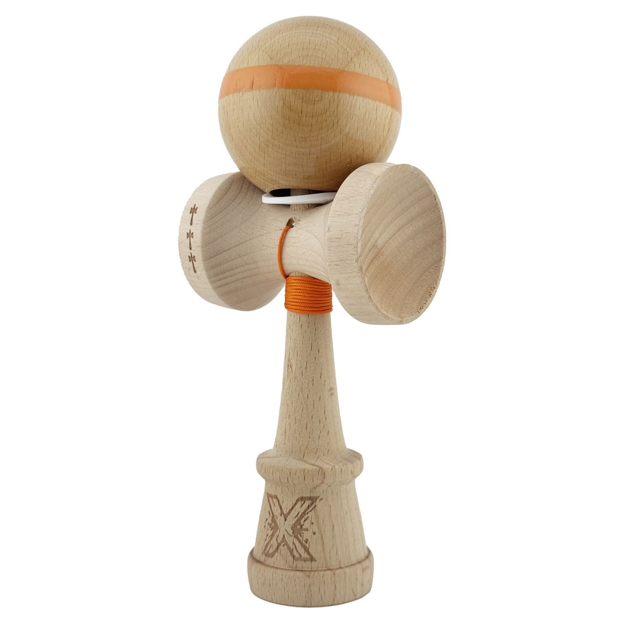 Kendama X Originala, Profesionala, Flippy, Super Sticky, Cupe Mari KING SIZE V3, Gaura in Baza, Rulment Metalic, din lemn 18 cm, Ata 62/65 cm, Original Portocaliu [3]