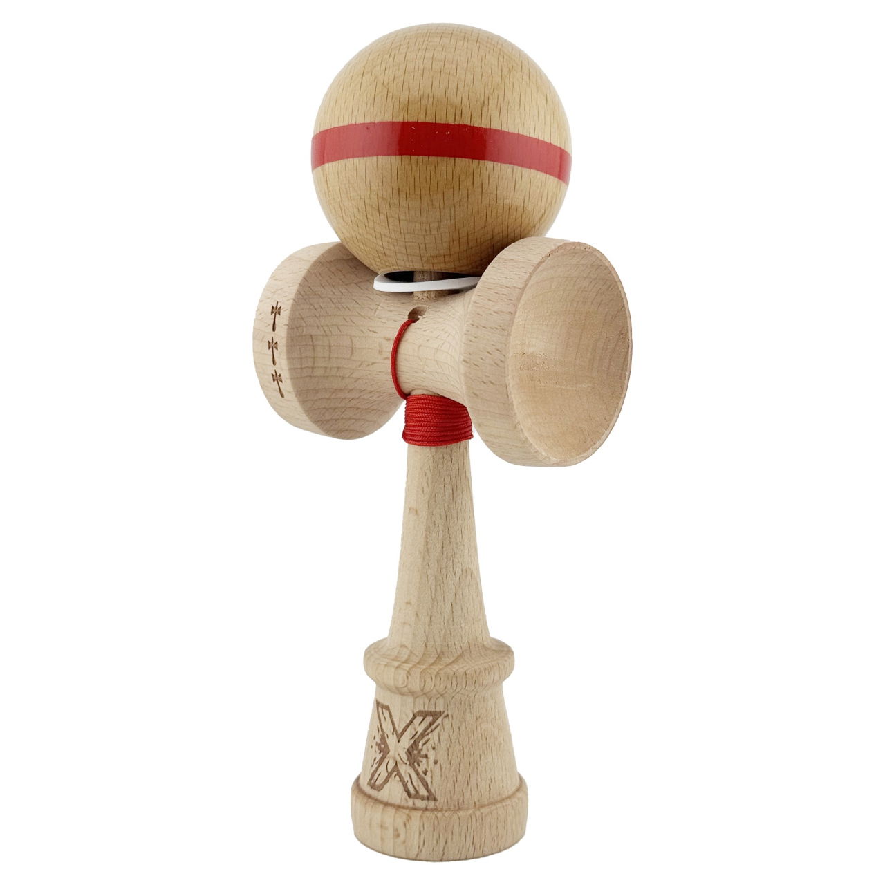 Kendama X Originala, Profesionala, Flippy, Super Sticky, Cupe Mari KING SIZE V3, Gaura in Baza, Rulment Metalic, din lemn 18 cm, Ata 62/65 cm, Original Rosu [3]