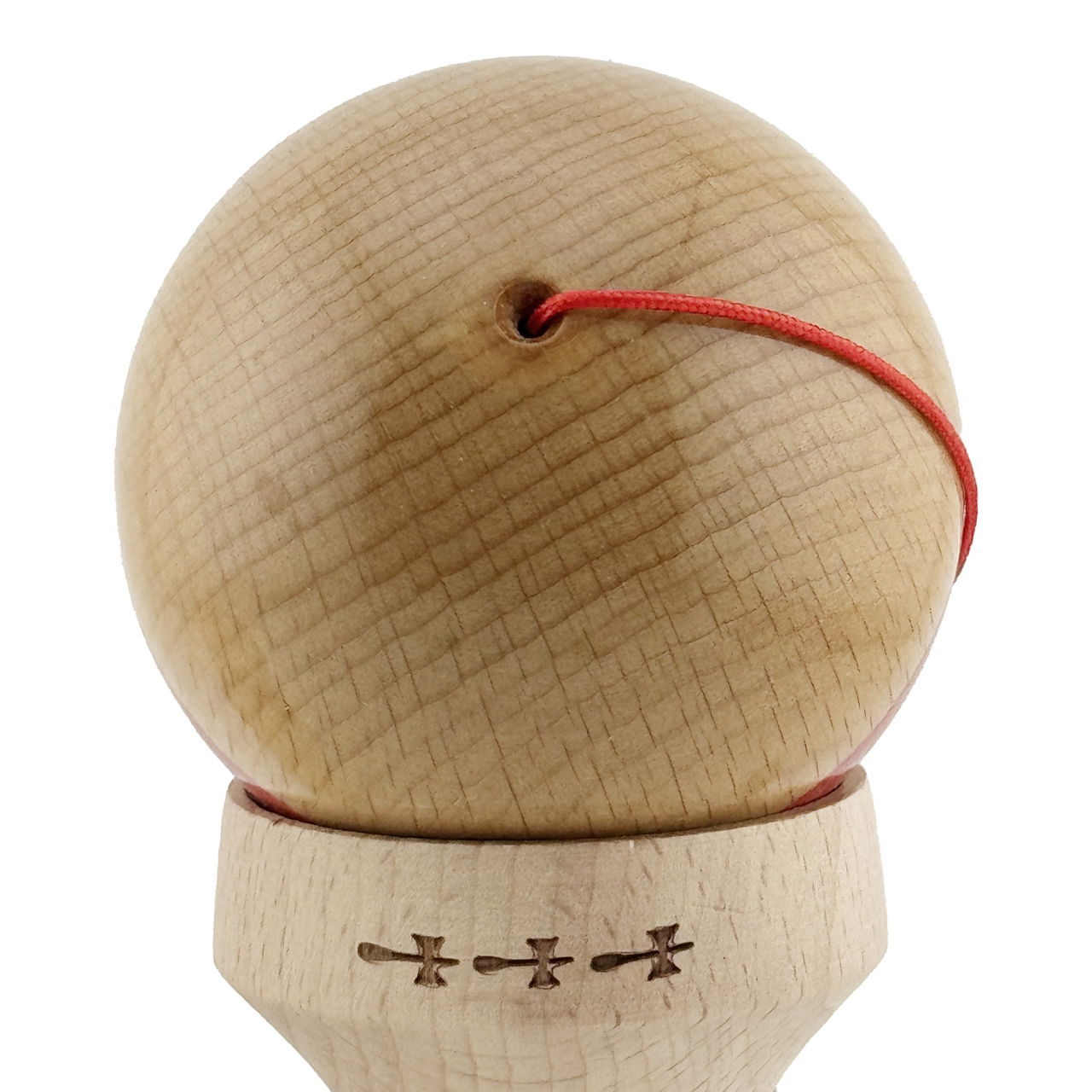 Kendama X Originala, Profesionala, Flippy, Super Sticky, Cupe Mari KING SIZE V3, Gaura in Baza, Rulment Metalic, din lemn 18 cm, Ata 62/65 cm, Original Rosu [10]