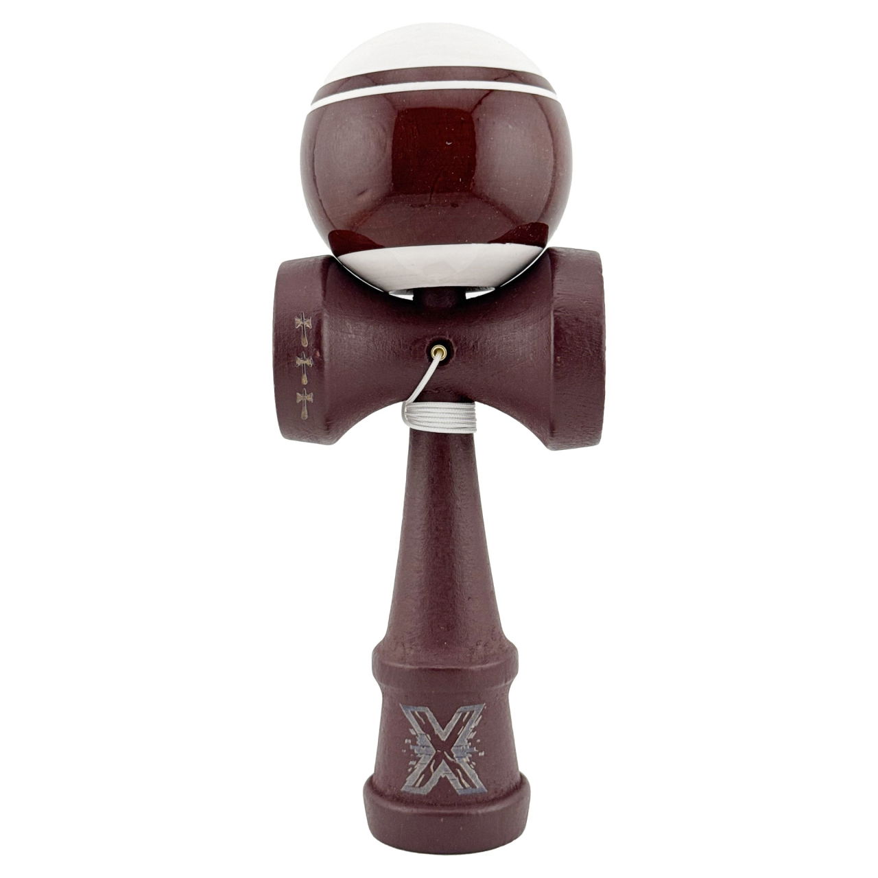 Kendama X Originala, Profesionala, Flippy, Super Sticky Legendary, Rulment Metalic cu Ata 55 cm, Alb/Maro [1]