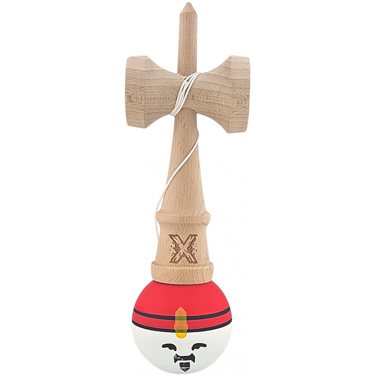 Kendama X Originala, Profesionala, Rege, Flippy, din Lemn, 18 cm, Rosu/Alb/Galben [2]