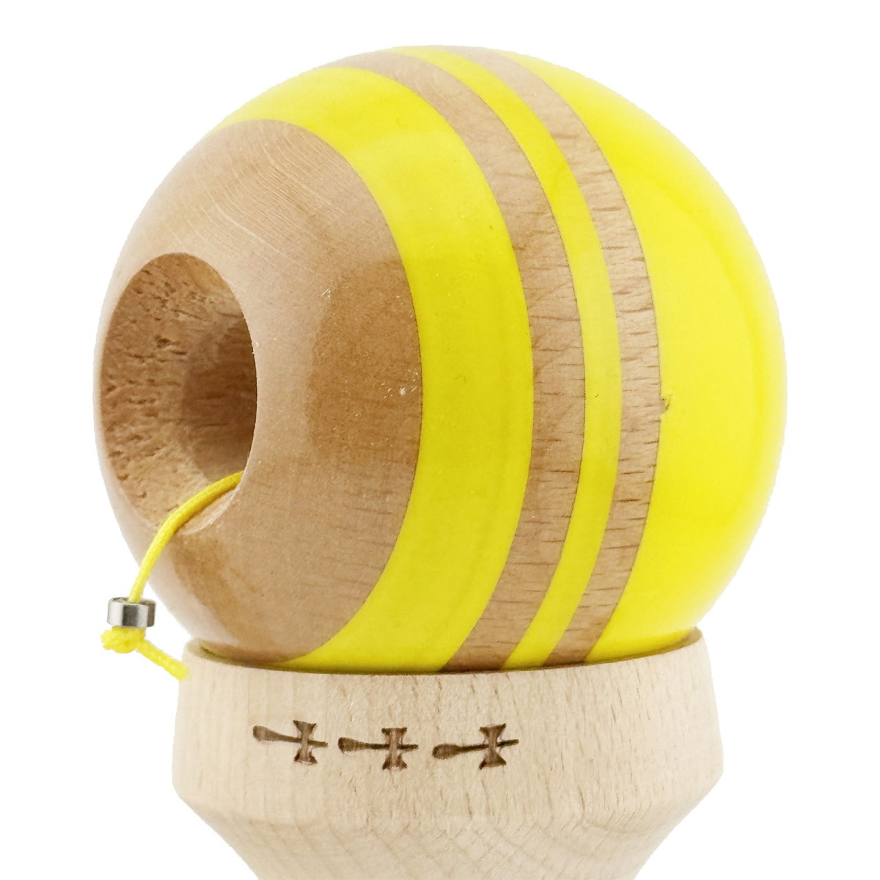 Kendama X Originala RAINBOW, Profesionala, Flippy, Cupe Mari KING SIZE V3, Super Sticky, Gaura in Baza, Rulment Metalic, din lemn 18 cm, Ata 62/65 cm, Galben/Maro [6]