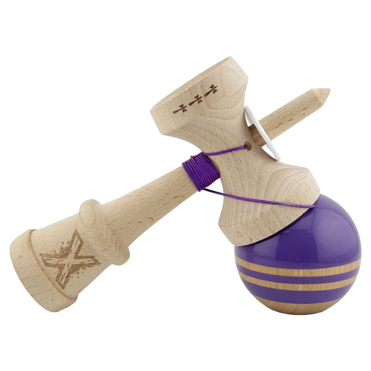 Kendama X Originala RAINBOW, Profesionala, Flippy, Cupe Mari KING SIZE V3, Super Sticky, Gaura in Baza, Rulment Metalic, din lemn 18 cm, Ata 62/65 cm, Indigo/Maro [5]