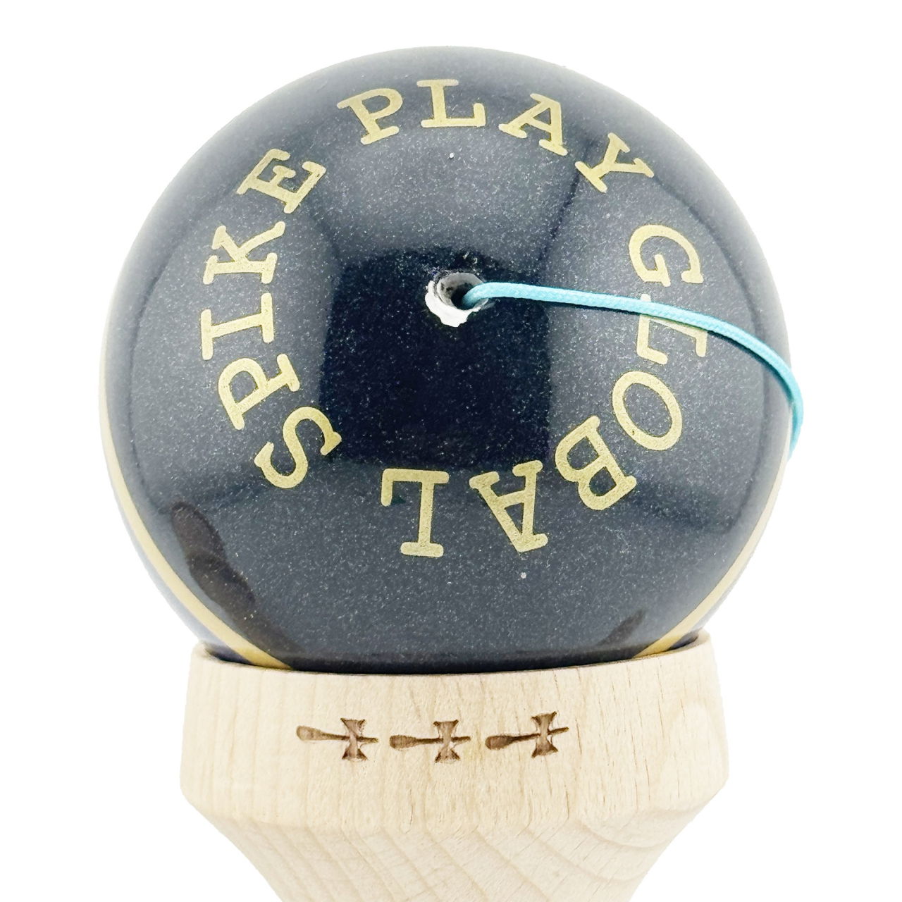 Kendama X Originala ROYAL SPIKE, Profesionala, Flippy, Cupe Mari KING SIZE V3, Super Sticky, Gaura in Baza, Rulment Metalic, din lemn 18 cm, Ata 62/65 cm, Inel Albastru inchis [9]