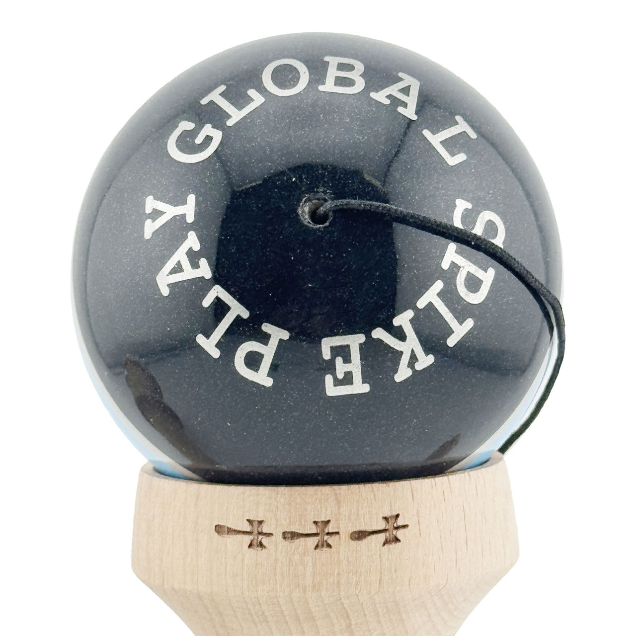 Kendama X Originala ROYAL SPIKE, Profesionala, Flippy, Cupe Mari KING SIZE V3, Super Sticky, Gaura in Baza, Rulment Metalic, din lemn 18 cm, Ata 62/65 cm, Inel Albastru deschis [9]