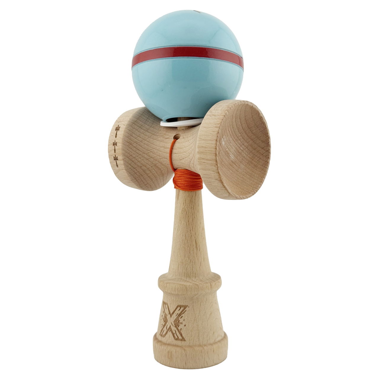 Kendama X Originala Silken, Profesionala, Flippy, Cupe Mari KING SIZE V3, Super Sticky, Gaura in Baza, Rulment Metalic, din lemn 18 cm, Ata 62/65 cm, Albastru deschis [3]