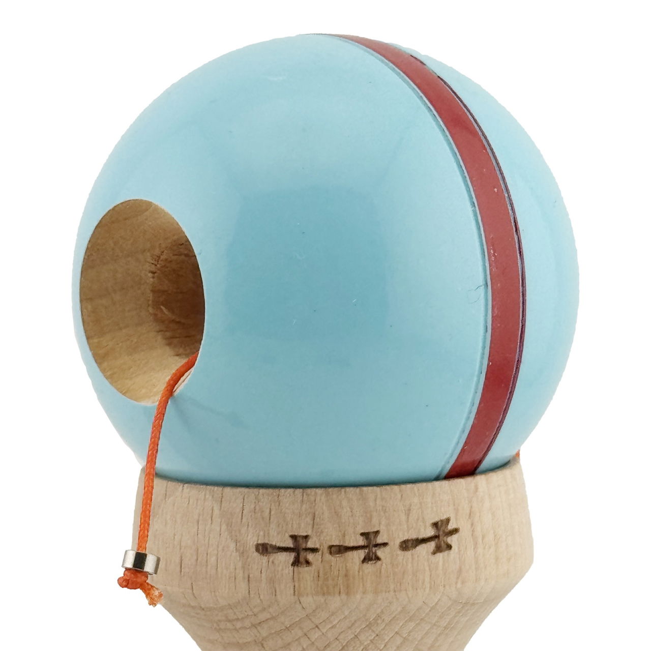 Kendama X Originala Silken, Profesionala, Flippy, Cupe Mari KING SIZE V3, Super Sticky, Gaura in Baza, Rulment Metalic, din lemn 18 cm, Ata 62/65 cm, Albastru deschis [6]