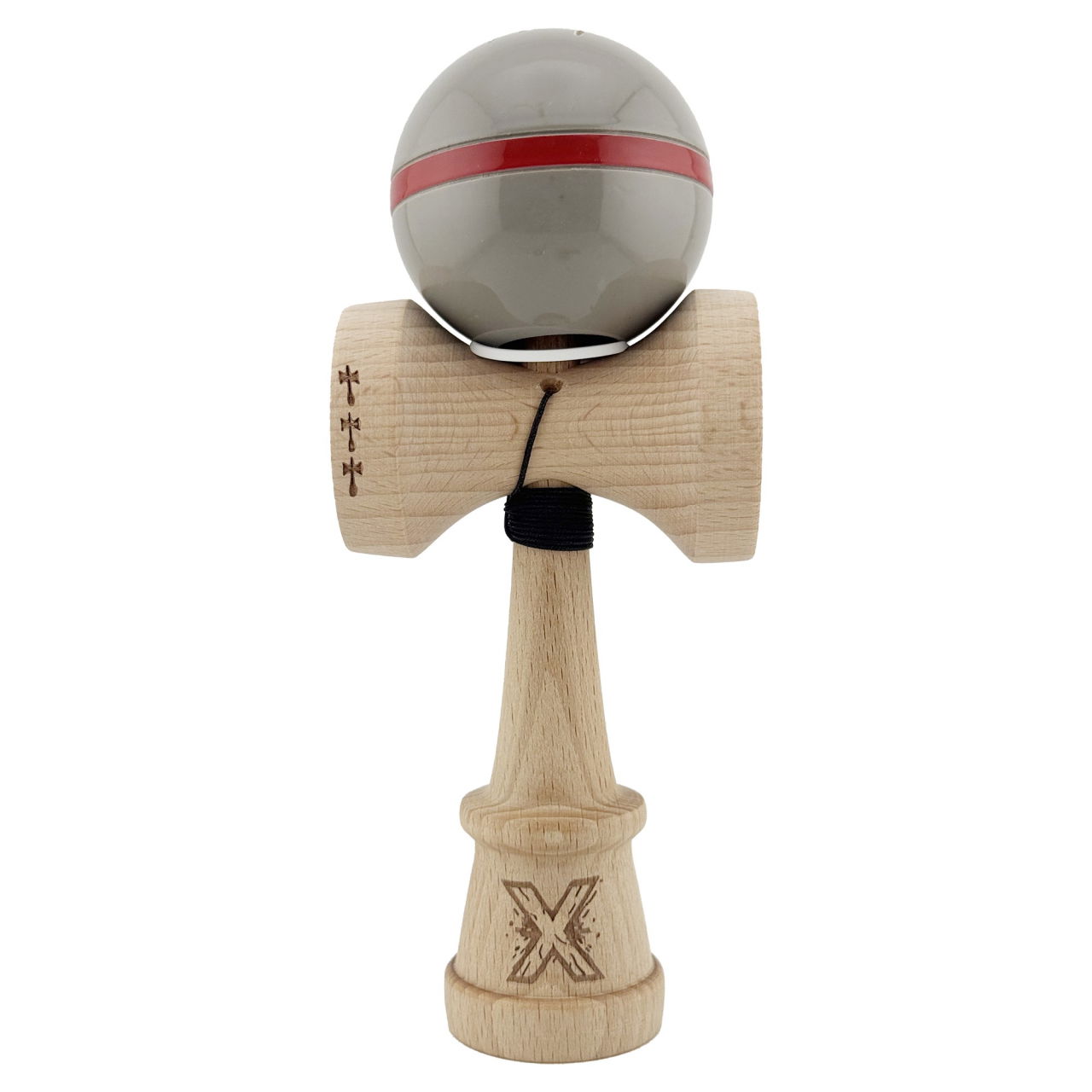 Kendama X Originala Silken, Profesionala, Flippy, Cupe Mari KING SIZE V3, Super Sticky, Gaura in Baza, Rulment Metalic, din lemn 18 cm, Ata 62/65 cm, Ice Gri [2]