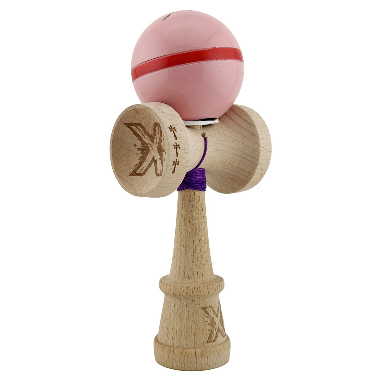 Kendama X Originala Silken, Profesionala, Flippy, Cupe Mari KING SIZE V3, Super Sticky, Gaura in Baza, Rulment Metalic, din lemn 18 cm, Ata 62/65 cm, Roz [1]