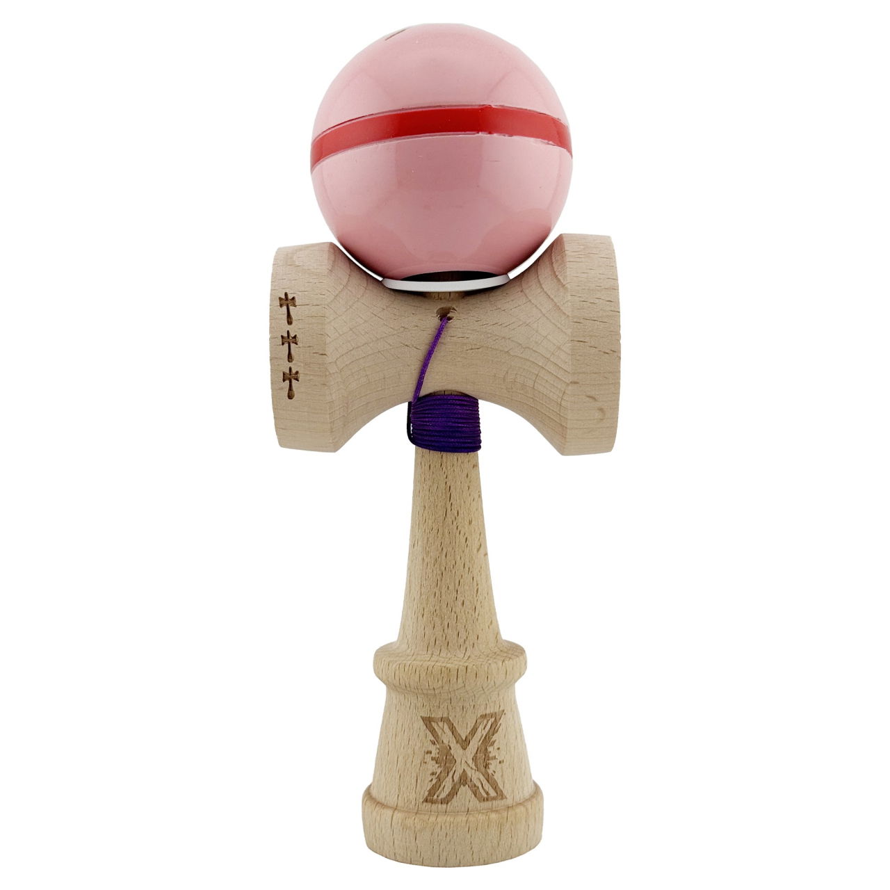 Kendama X Originala Silken, Profesionala, Flippy, Cupe Mari KING SIZE V3, Super Sticky, Gaura in Baza, Rulment Metalic, din lemn 18 cm, Ata 62/65 cm, Roz [2]