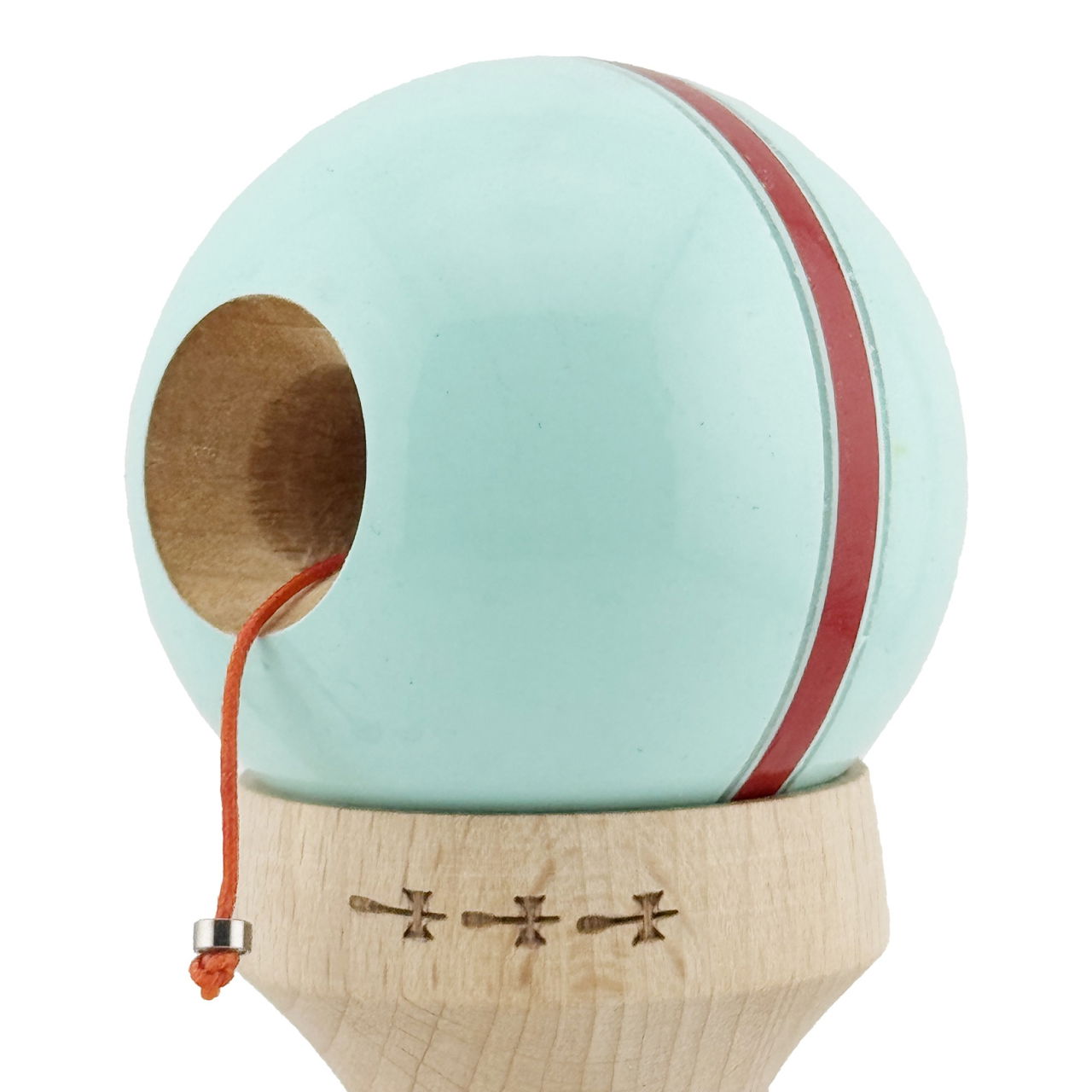 Kendama X Originala Silken, Profesionala, Flippy, Cupe Mari KING SIZE V3, Super Sticky, Gaura in Baza, Rulment Metalic, din lemn 18 cm, Ata 62/65 cm, Verde Mint [6]