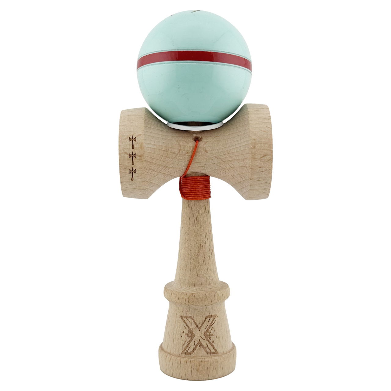 Kendama X Originala Silken, Profesionala, Flippy, Cupe Mari KING SIZE V3, Super Sticky, Gaura in Baza, Rulment Metalic, din lemn 18 cm, Ata 62/65 cm, Verde Mint [2]