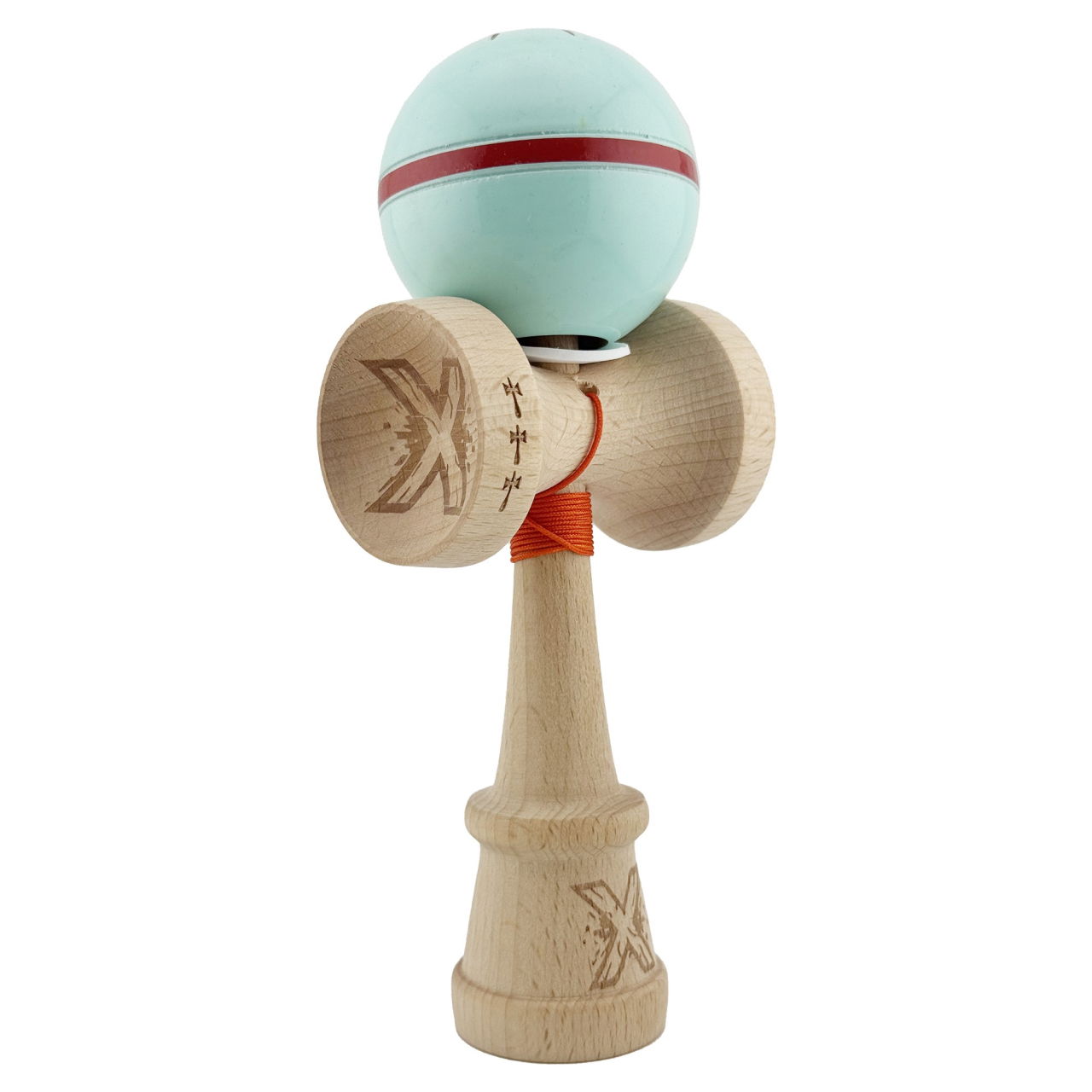 Kendama X Originala Silken, Profesionala, Flippy, Cupe Mari KING SIZE V3, Super Sticky, Gaura in Baza, Rulment Metalic, din lemn 18 cm, Ata 62/65 cm, Verde Mint [1]