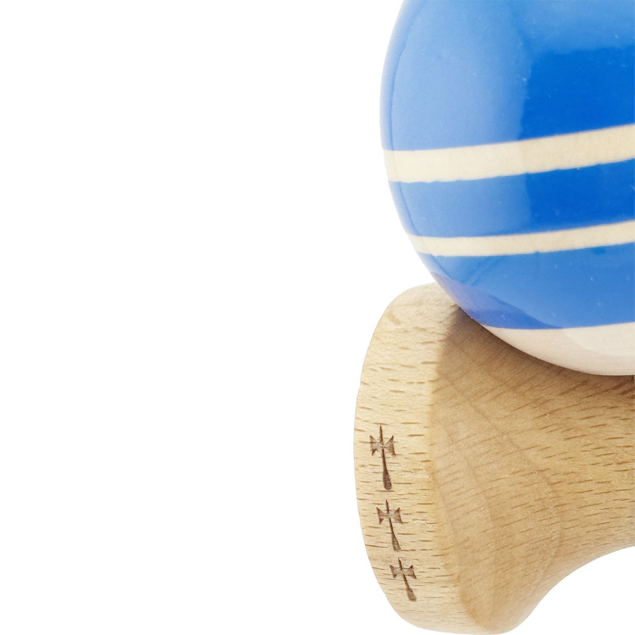 Kendama X Rainbow Originala, Profesionala, Flippy, Big Cups V2, Super Sticky cu Cupe Mari, Rulment Metalic, din lemn 18 cm, Ata 55 cm, Albastru/Maro [6]