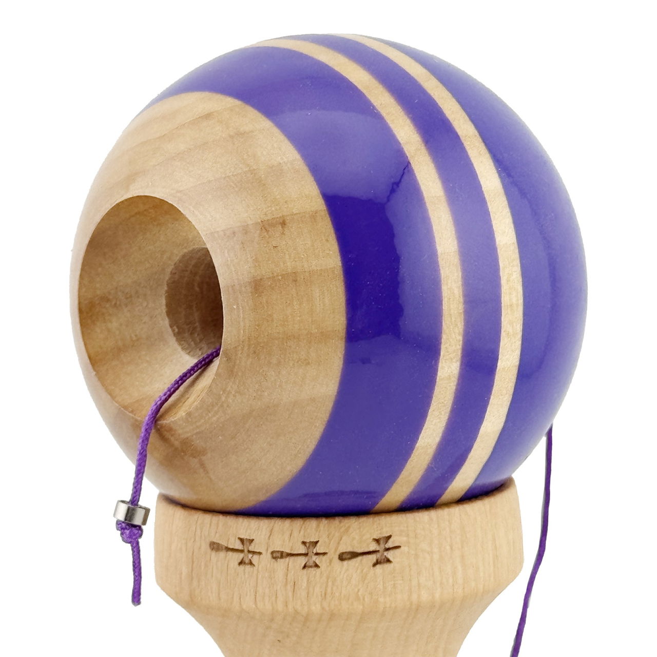 Kendama X Rainbow Originala, Profesionala, Flippy, Big Cups V2, Super Sticky cu Cupe Mari, Rulment Metalic, din lemn 18 cm, Ata 55 cm, Indigo/Maro [5]