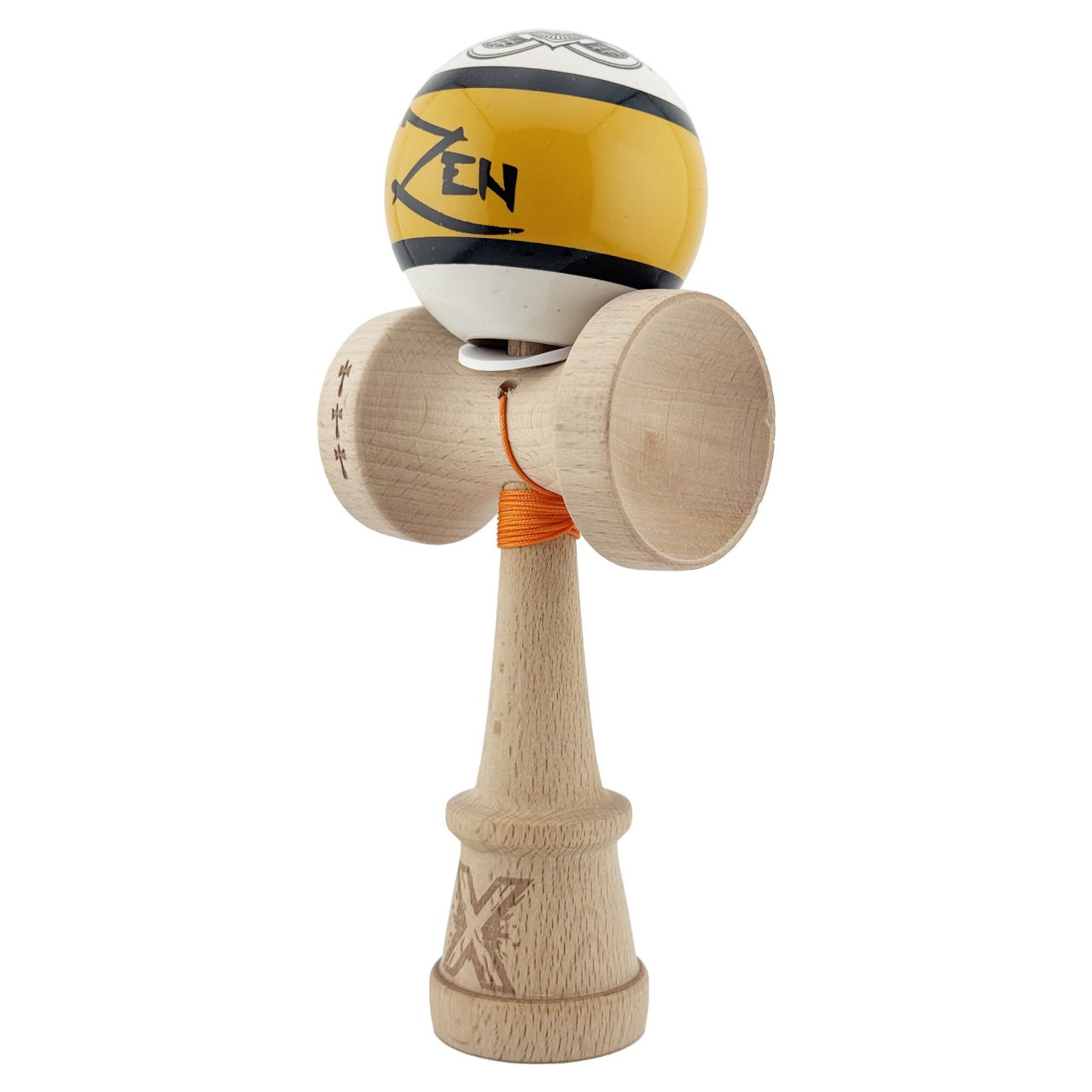 Kendama X Zen Series Originala, Profesionala, Flippy, Cupe Mari KING SIZE V3, Super Sticky, Gaura in Baza, Rulment Metalic, din lemn 18 cm, Ata 62/65 cm, Auriu [3]
