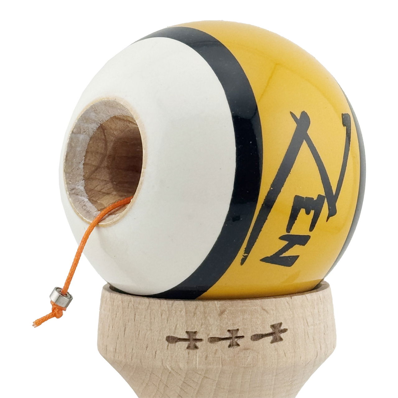 Kendama X Zen Series Originala, Profesionala, Flippy, Cupe Mari KING SIZE V3, Super Sticky, Gaura in Baza, Rulment Metalic, din lemn 18 cm, Ata 62/65 cm, Auriu [7]