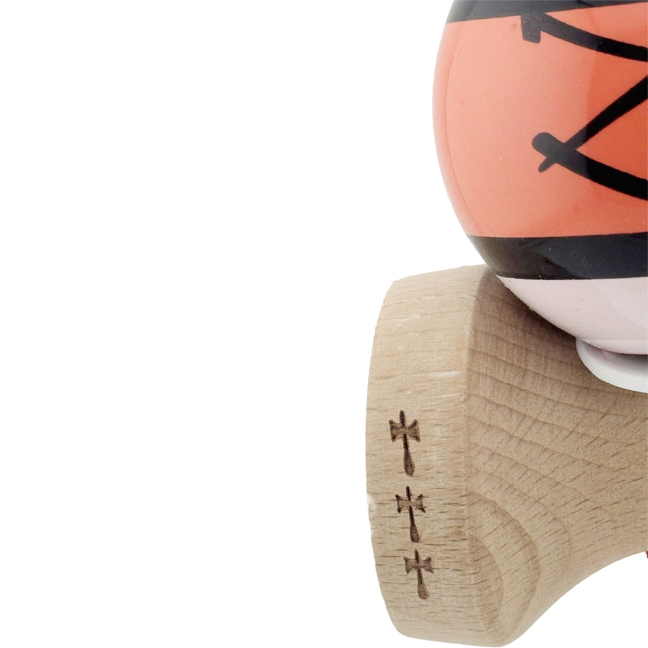 Kendama X Zen Series Originala, Profesionala, Flippy, Cupe Mari KING SIZE V3, Super Sticky, Gaura in Baza, Rulment Metalic, din lemn 18 cm, Ata 62/65 cm, Coral [8]