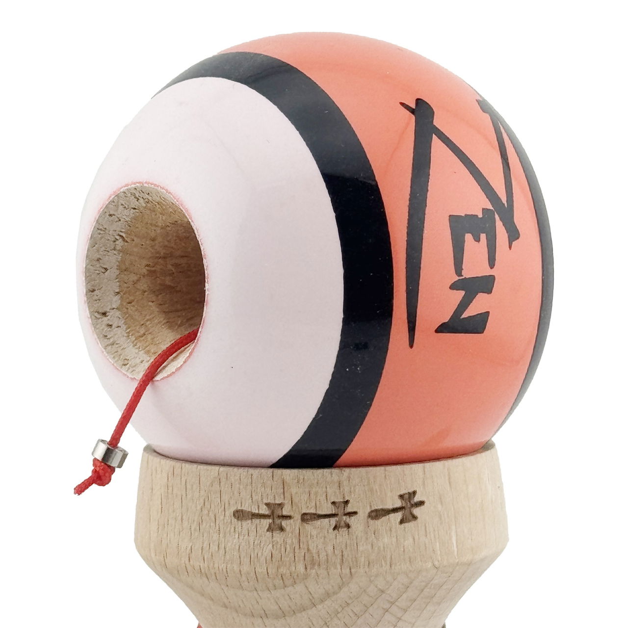 Kendama X Zen Series Originala, Profesionala, Flippy, Cupe Mari KING SIZE V3, Super Sticky, Gaura in Baza, Rulment Metalic, din lemn 18 cm, Ata 62/65 cm, Coral [7]