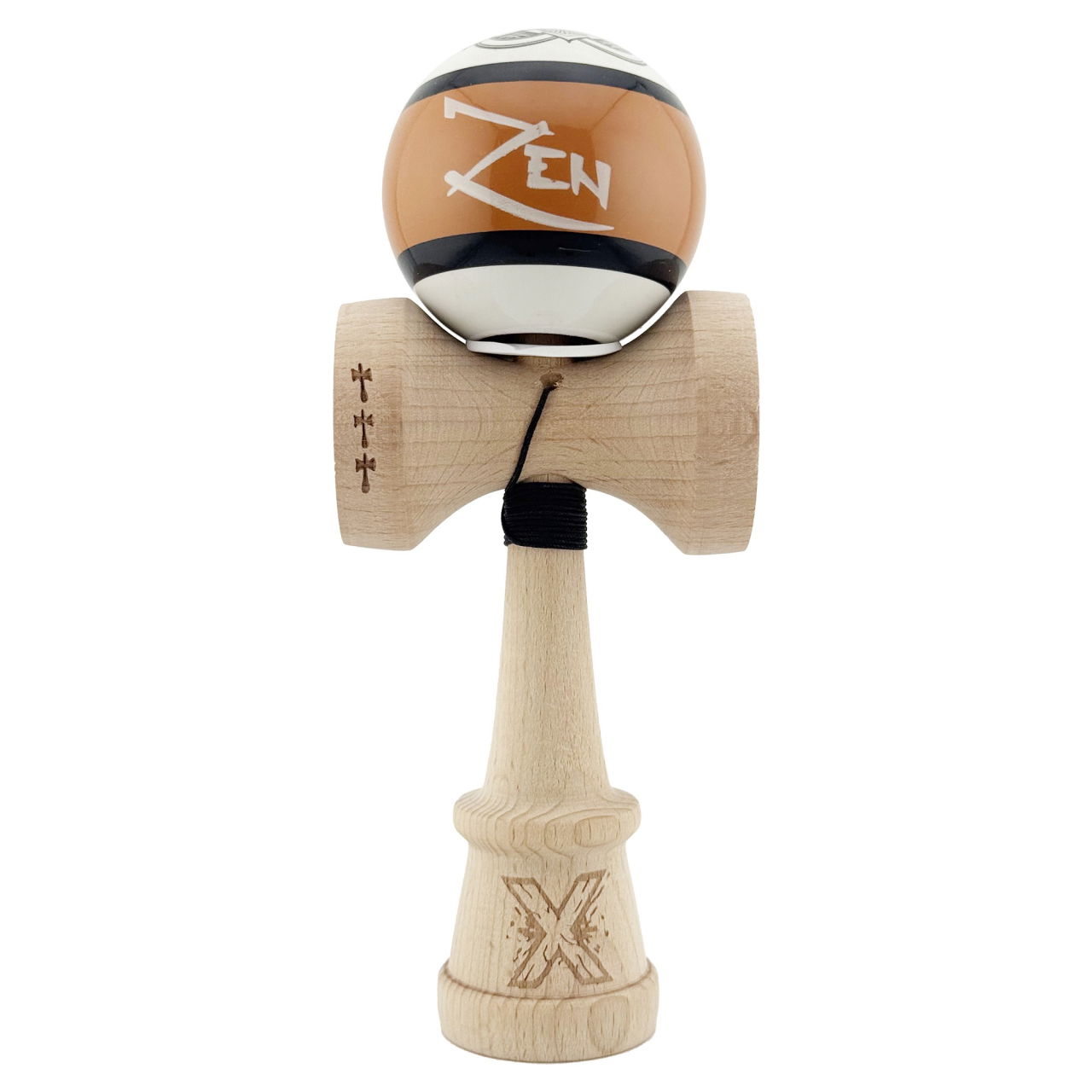 Kendama X Zen Series Originala, Profesionala, Flippy, Cupe Mari KING SIZE V3, Super Sticky, Gaura in Baza, Rulment Metalic, din lemn 18 cm, Ata 62/65 cm, Maro [2]