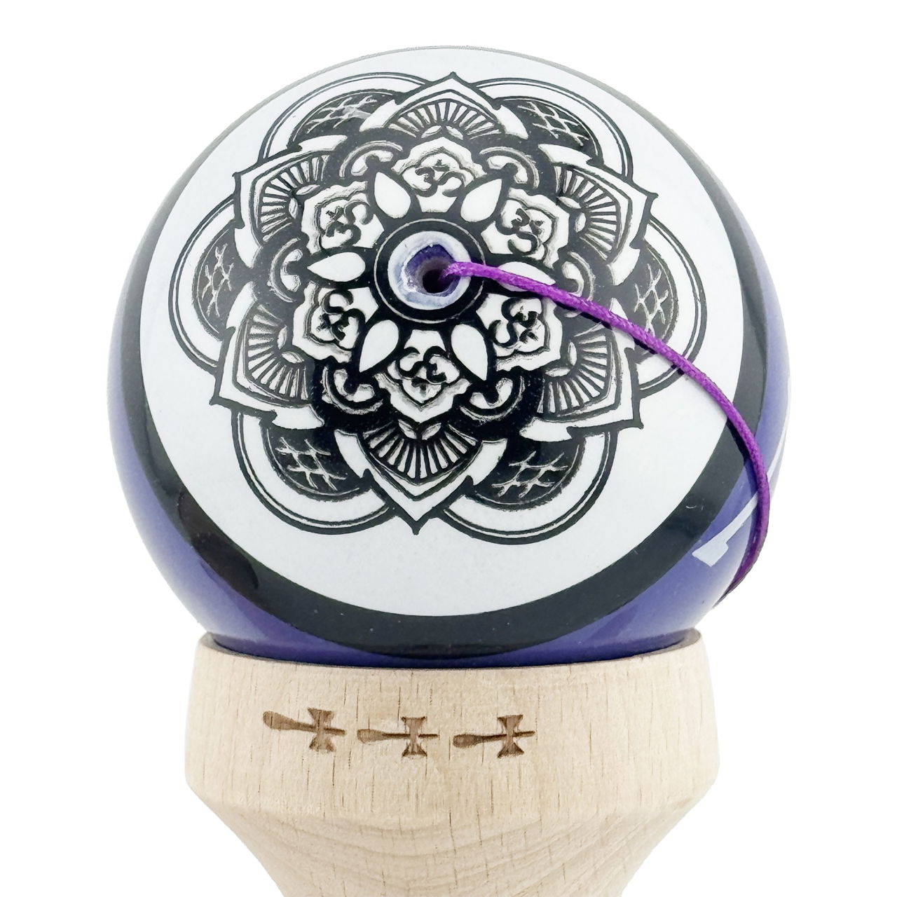 Kendama X Zen Series Originala, Profesionala, Flippy, Cupe Mari KING SIZE V3, Super Sticky, Gaura in Baza, Rulment Metalic, din lemn 18 cm, Ata 62/65 cm, Violet [10]