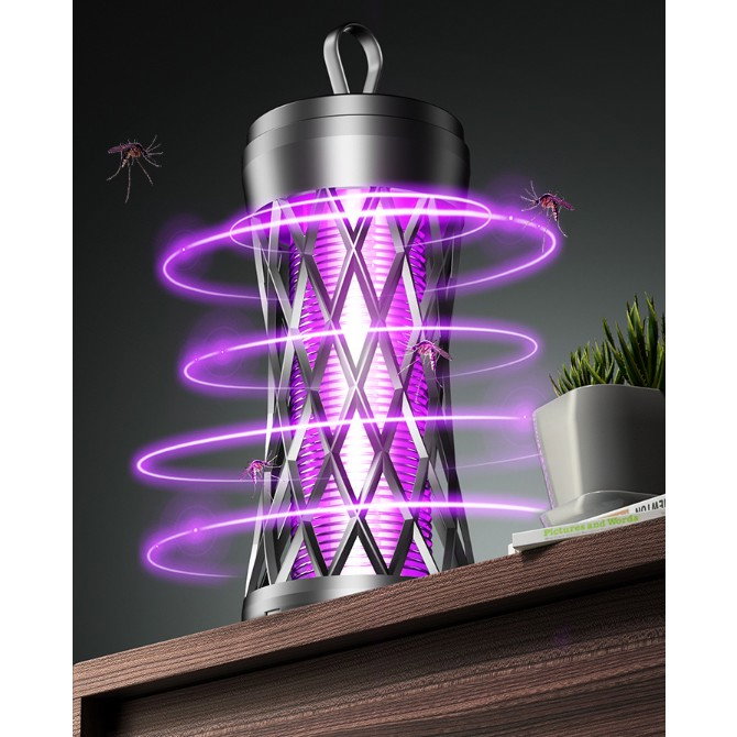 Lampa Anti-Insecte, Flippy, Lumina UV, Electrica, Incarcare USB, 5V, 1A, Silentioasa, 12 x 6 m, Gri [2]