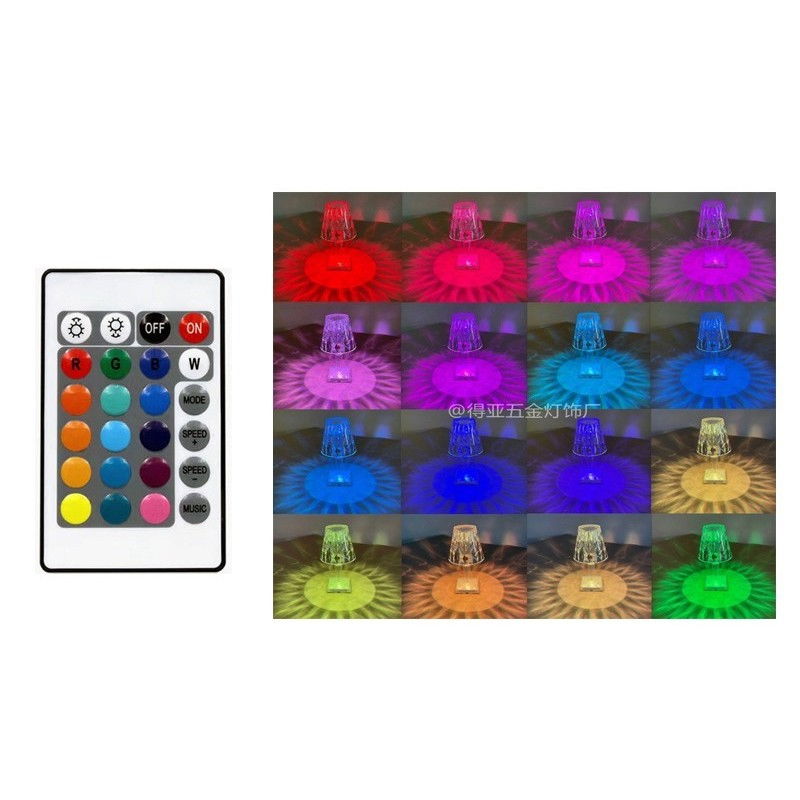 Lampa de birou pe LED RGB 16, Flippy, dimmer tactil, 3 nivele de intensitate, incarcare USB, 3W, Cristal Acrilic, 26x12 cm, cu telecomanda, transparent [6]