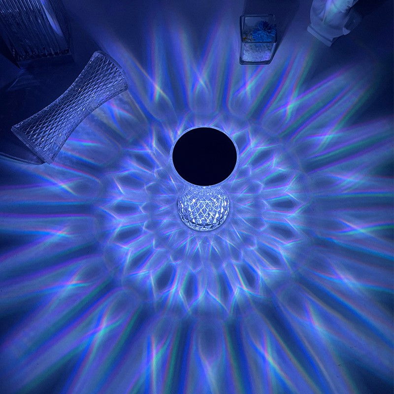 Lampa de birou pe LED RGB 16, Flippy, dimmer tactil, 3 nivele de intensitate, incarcare USB, 3W, Cristal Acrilic, 8x19 cm, cu telecomanda, forma vaza, model 2, transparent [3]