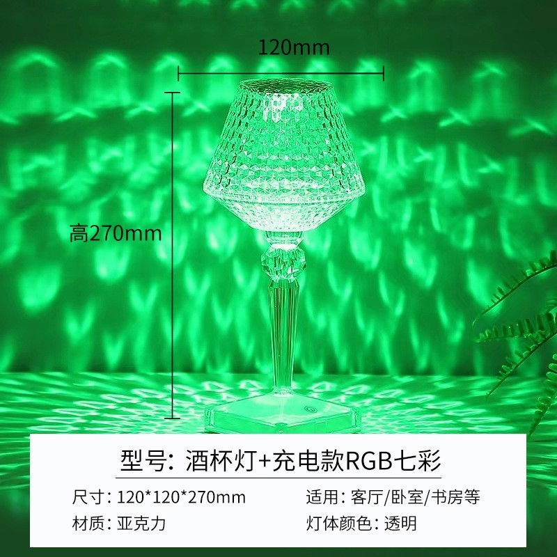 Lampa de birou pe LED RGB 16, Flippy, dimmer tactil, 3 nivele de intensitate, incarcare USB, 3W, Cristal Acrilic, cu telecomanda, forma pahar, transparent [9]