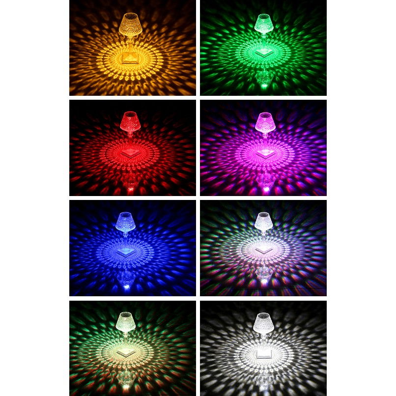 Lampa de birou pe LED RGB 16, Flippy, dimmer tactil, 3 nivele de intensitate, incarcare USB, 3W, Cristal Acrilic, cu telecomanda, forma pahar, transparent [5]